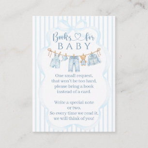 Carte D'accompagnement Baby-Shower Thème Garçon Jean Bleu Livres Demandés