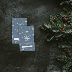 Carte D'accompagnement Baby Shower Tirage de Couches Flocon de Neige Bleu