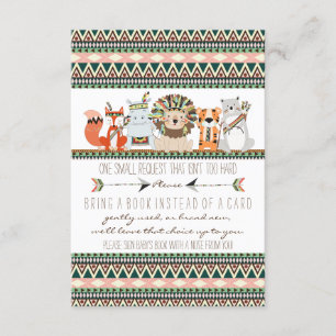 Carte D'accompagnement Baby shower Tribal Apportez Un Livre