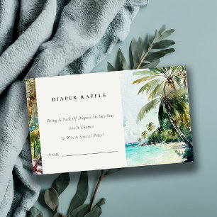 Carte D'accompagnement Baby shower Tropical Beach Palm Tree Diaper