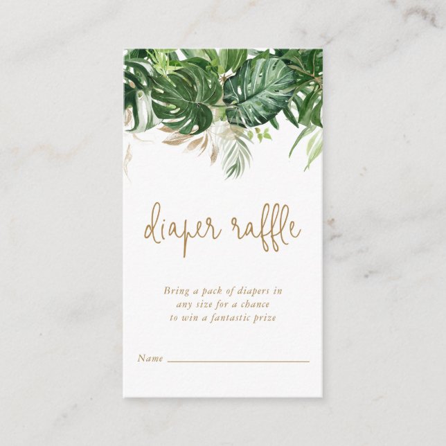 Carte D'accompagnement Baby shower Tropical Gold Raffle (Devant)