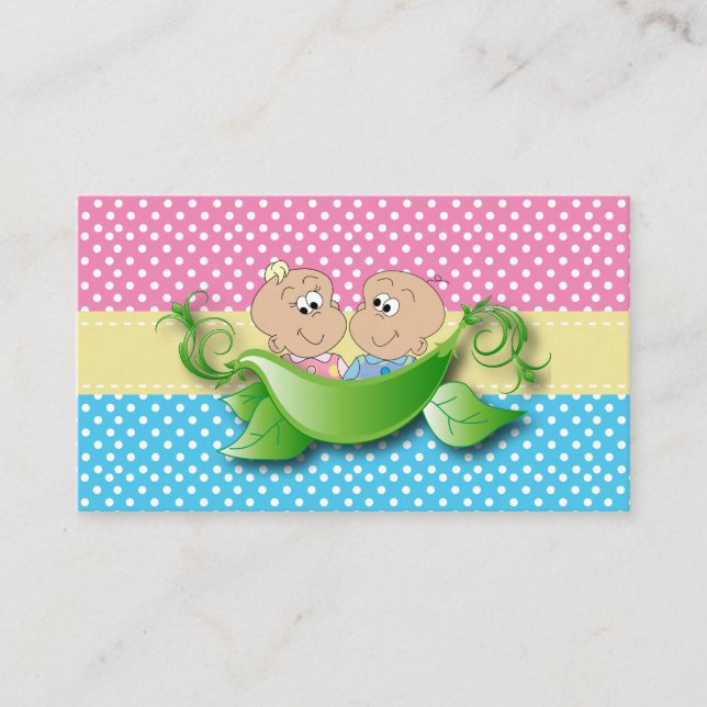 Carte D'accompagnement Baby shower Twin - Deux Pois Dans Un Raffin De Pod (Devant)