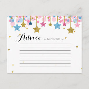 Carte D'accompagnement Baby shower Twinkle Twinkle Pink blue Advice Card