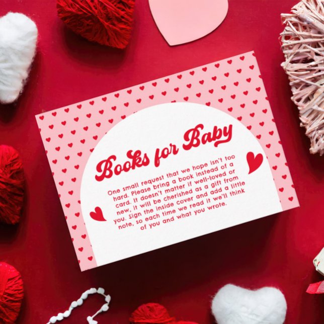 Carte D'accompagnement Baby shower Valentines rouge et rose Demande de ré (Créateur téléchargé)