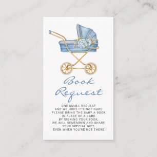 Carte D'accompagnement Baby shower Vintage Blue Stroller Demande de réser