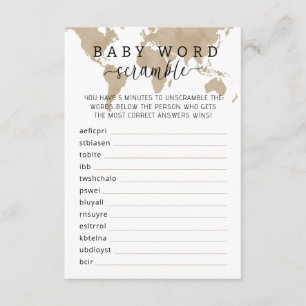 Carte D'accompagnement Baby shower Voyage Word Scramble Jeu