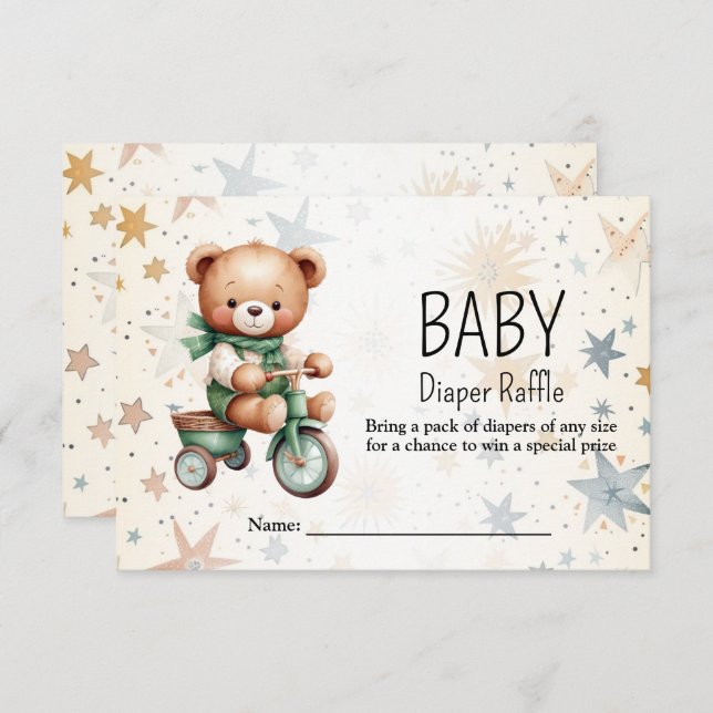 Carte D'accompagnement Baby shower Watercolor Teddy Bear Party (Devant / Derrière)