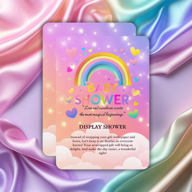 Carte D'accompagnement Baby shower Whimsical Hearts & Rainbows (Créateur téléchargé)