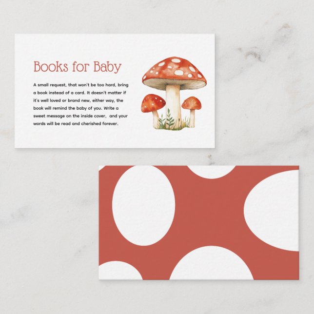 Carte D'accompagnement Baby shower Whimsical Mushroom Livres pour bébé (Devant / Derrière)
