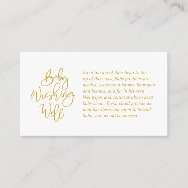 Carte D'accompagnement Baby shower, Wishing Well, Creative Gold Script (Devant)