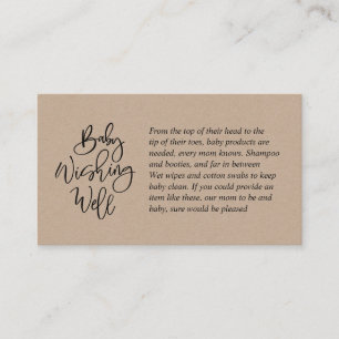 Carte D'accompagnement Baby shower, Wishing Well, rustique Kraft Script