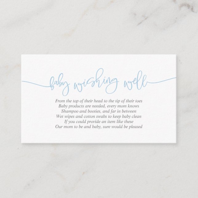 Carte D'accompagnement Baby shower, Wishing Well, Script bleu créatif (Devant)