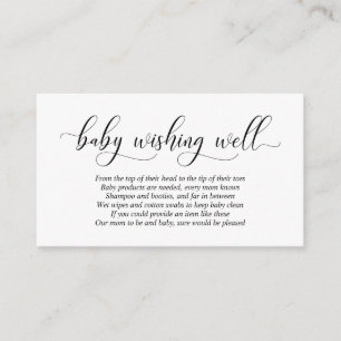 Carte D'accompagnement Baby shower, Wishing Well, Script noir moderne