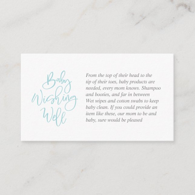 Carte D'accompagnement Baby shower, Wishing Well, tiffany, Gris Script (Devant)