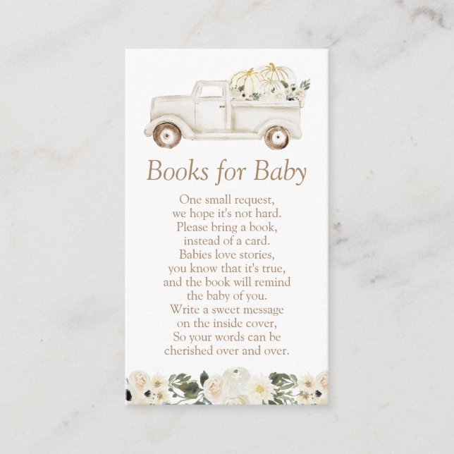 Carte D'accompagnement Baby showers neutres en Citrouille beige Livres po (Devant)