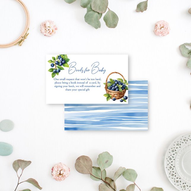 Carte D'accompagnement Baby showers sucrés aux bleuets demande (Blueberry berry sweet baby shower books request enclosure card books for baby gender neutral summer)