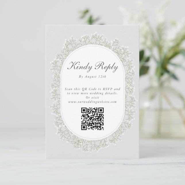 Carte D'accompagnement Baby's Breath Monogram Gypsophila Floral Wedding (Debout devant)