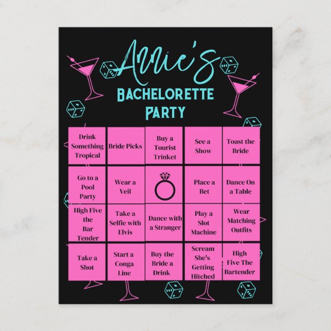 Carte D'accompagnement Bachelorette Party Bingo Las Vegas (Devant)