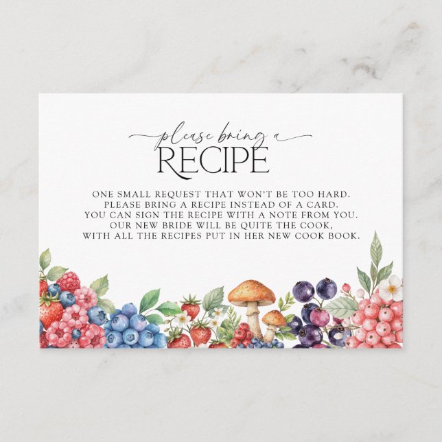 Carte D'accompagnement Baies Botaniques S'Il Vous Plaît Apporter Une Rece (Devant)