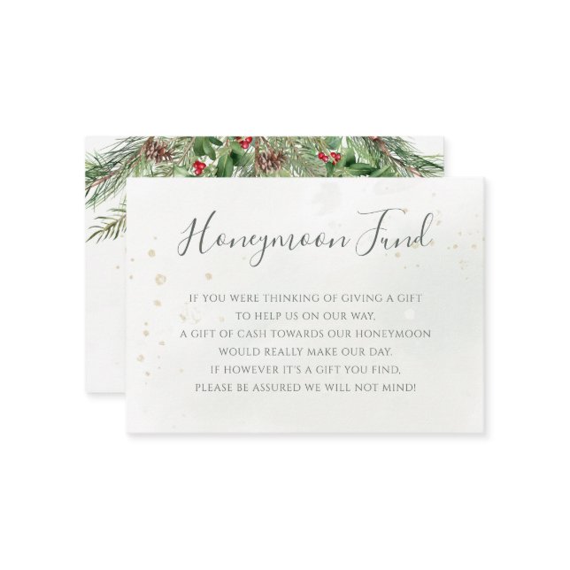 Carte D'accompagnement Baies d'hiver rustiques Pine Cône Mariage de verdu (Devant/Arrière en situation)