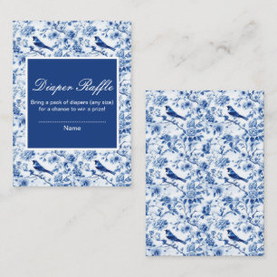 Carte D'accompagnement Baignoire Bébé Fleurs et Oiseaux Bleus de Style Ch