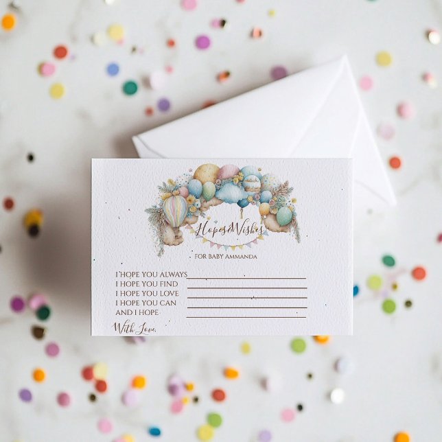 Carte D'accompagnement Bain de bébé Ballon en l'air arc-en-ciel Aquarelle (Créateur téléchargé)