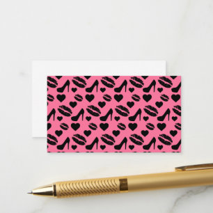 Carte D'accompagnement Baisers aux lèvres talons hauts noirs Maquillage F