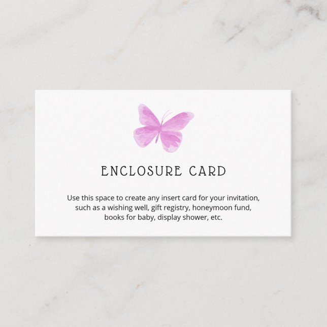 Carte D'accompagnement Baisers de papillon Texte personnalisé (Devant)