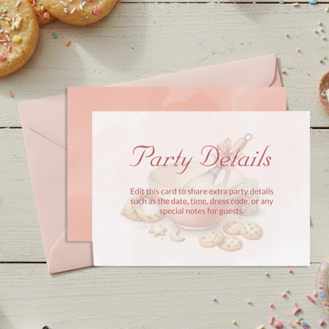 Carte D'accompagnement Baking Party Birthday Party Details Pink  (Créateur téléchargé)