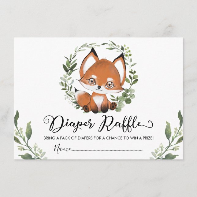 Carte D'accompagnement Balai Whimsical Baby Fox verdure Wreath Diaper Raf (Devant)