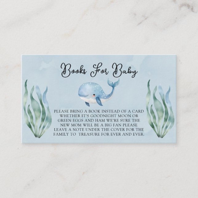 Carte D'accompagnement Baleine Bleue Sous La Mer Boy Books For Baby (Devant)