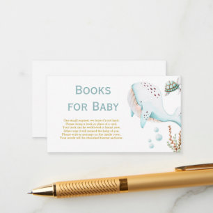 Carte D'accompagnement Baleines sous la mer Livres pour le Baby shower