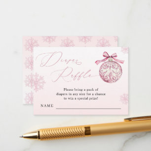 Carte D'accompagnement Balle de Noël à ruban rose pour fille en hiver Tir