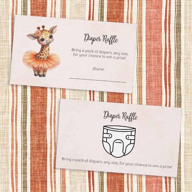 Carte D'accompagnement Ballerina Baby Shower Tutu Giraffe Diaper Game (Créateur téléchargé)