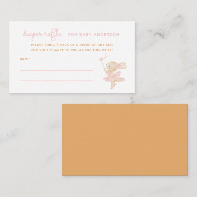 Carte D'accompagnement Ballerina Fillette Baby shower Déchets Raffle (Devant / Derrière)