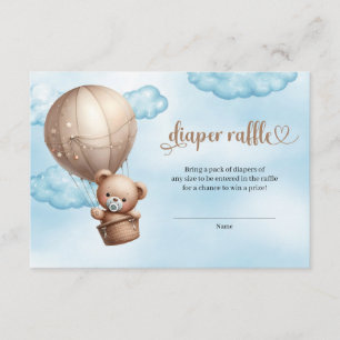 Carte D'accompagnement Ballon d'air chaud de l'ours en peluche bleu aquar