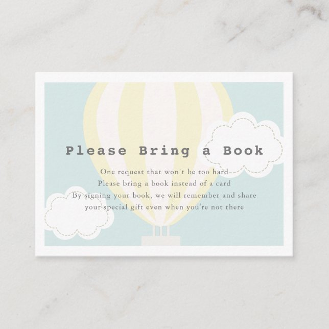 Carte D'accompagnement Ballons à air chaud jaune S'il vous plaît apporter (Devant)