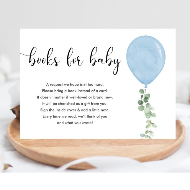 Carte D'accompagnement Ballons bleus Livres pour bébé garçon (Créateur téléchargé)