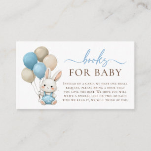 Carte D'accompagnement Ballons Bunny Bleu Bébé Boy Livres Douche pour béb