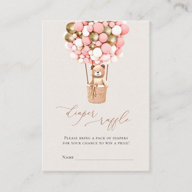 Carte D'accompagnement Ballons de filles d'ours roses Déchets Raffle Bill (Devant)