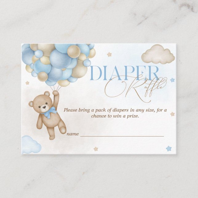 Carte D'accompagnement Ballons d'ours Baby shower de plongeur Raffle (Devant)