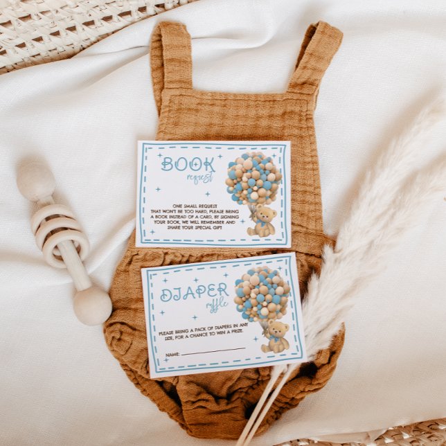 Carte D'accompagnement Ballons d'ours Barreau Raffle Bleu (Créateur téléchargé)