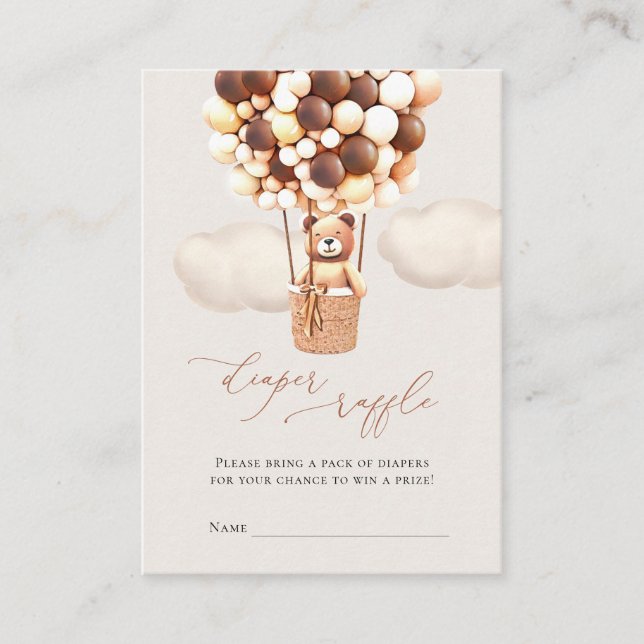 Carte D'accompagnement Ballons d'Ours Brown Roulettes Raffle Billets Encl (Devant)