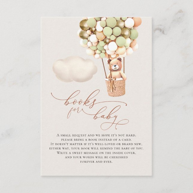 Carte D'accompagnement Ballons d'ours en or vert Livres pour bébés (Devant)