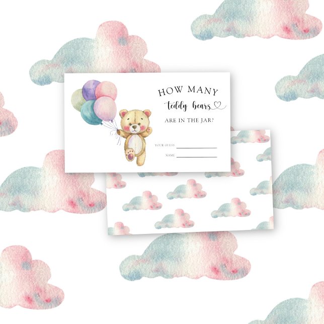 Carte D'accompagnement Ballons d'ours en peluche - devinez combien de nou (Créateur téléchargé)