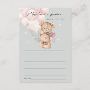 Carte D'accompagnement Ballons d'ours gris-bleu Conseils pour maman Baby 