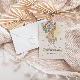 Carte D'accompagnement Ballons d'ours Livres bleus pour Baby Shower