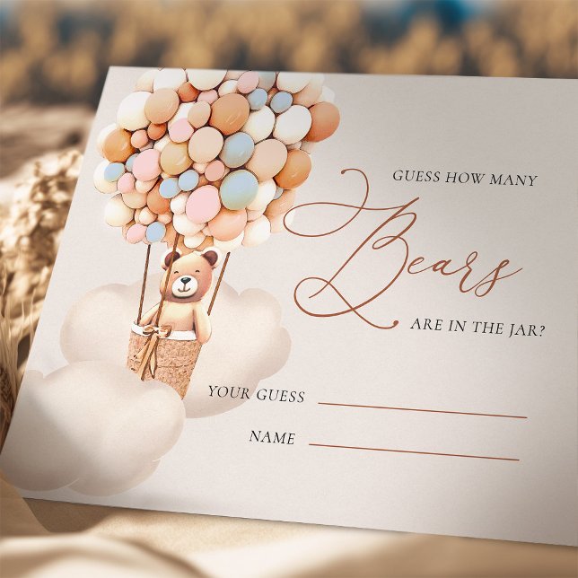Carte D'accompagnement Ballons d'ours neutres Devinez combien de billets  (Créateur téléchargé)