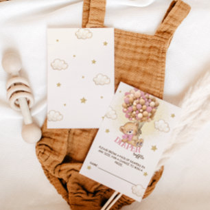 Carte D'accompagnement Ballons d'ours Tirage de couche Boho Rose