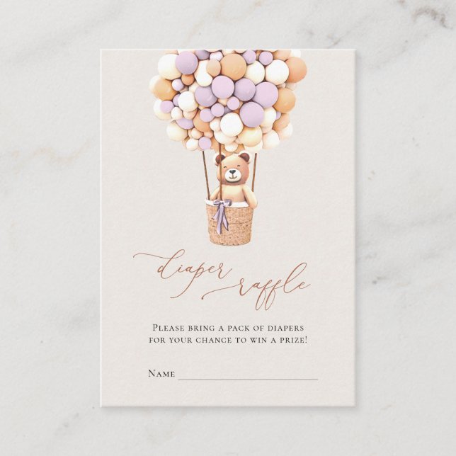 Carte D'accompagnement Ballons Lavender Ballons Diaper Raffle Tickets (Devant)